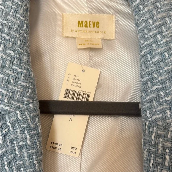 Maeve Blue Cropped Blazer with Textured Design - Picture 2 of 3